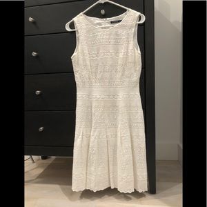 White cotton blend eyelet dress